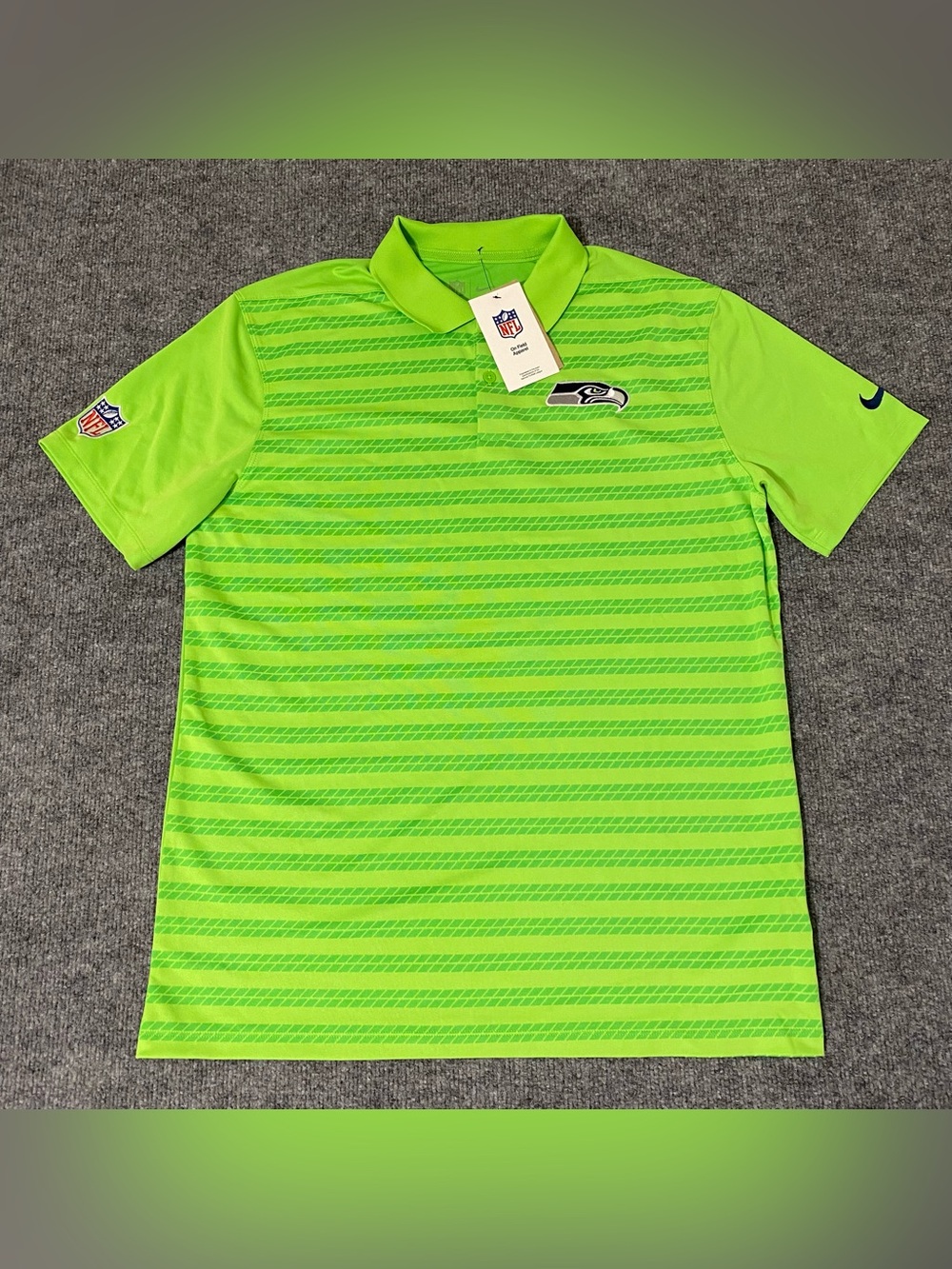Nike Seattle Seahawks Sideline Victory Action Green Stripe Polo Mens Medium NWT